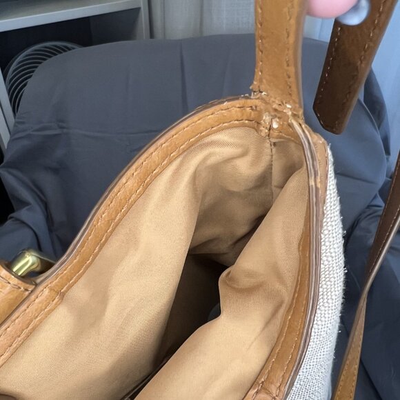 Floral Boho Bucket Top Handle Crossbody, Fossil, Amy, EUC - Picture 7 of 10